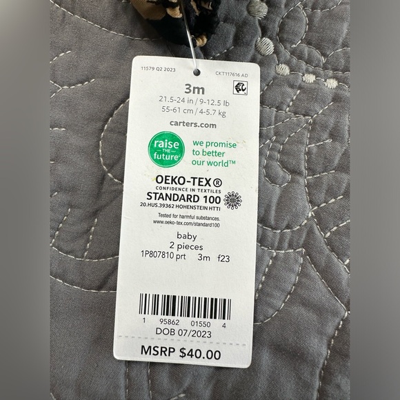 Carters Baby Girl Leopard Print 2 Piece Dress Set NWT Size 3 Months - Picture 2 of 10